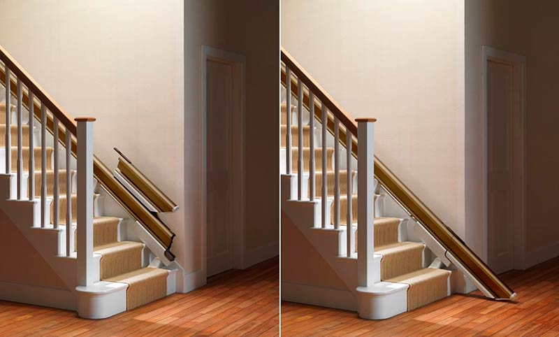 Stannah’s retractable rail option for straight stairs